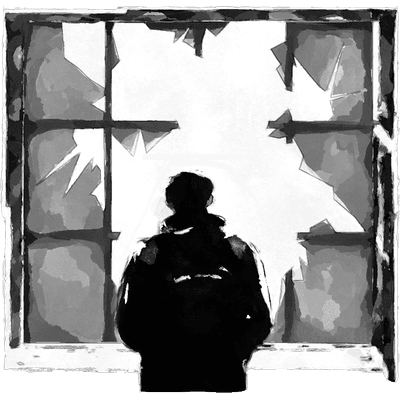BWT-Logo — Blick durch ein zerbrochenes Fenster
